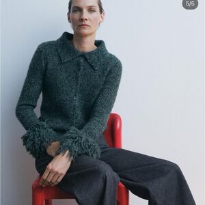 Zara Teal Textured Sweater